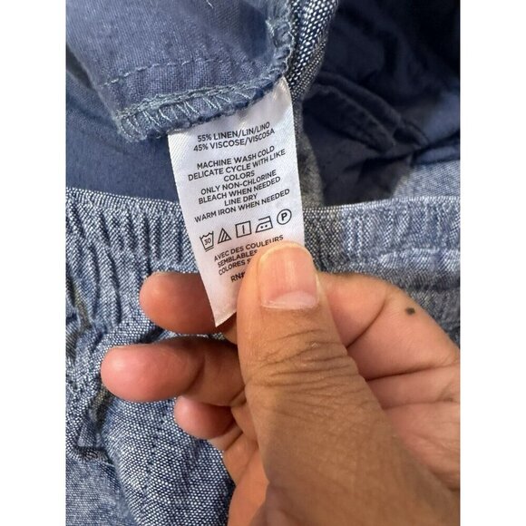 Ann Taylor Factory Petite Linen Blend Pants Elastic Waist Size MP - Picture 8 of 12